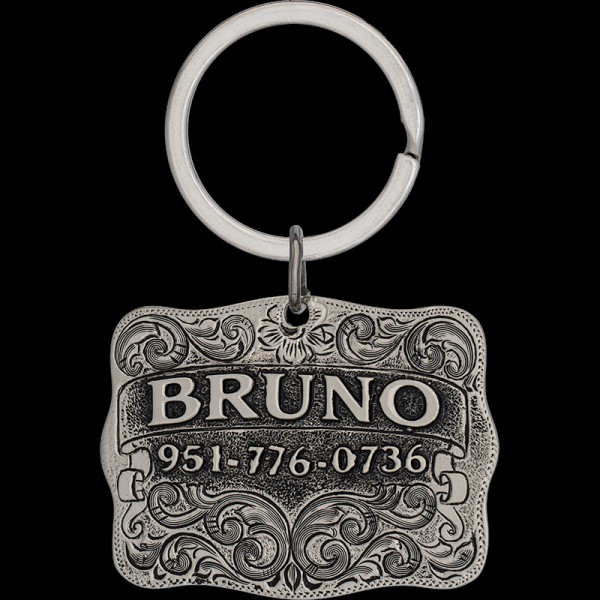 BRUNO, German silver Base 2" x 1.5" with German Silver with Antique Letters. 